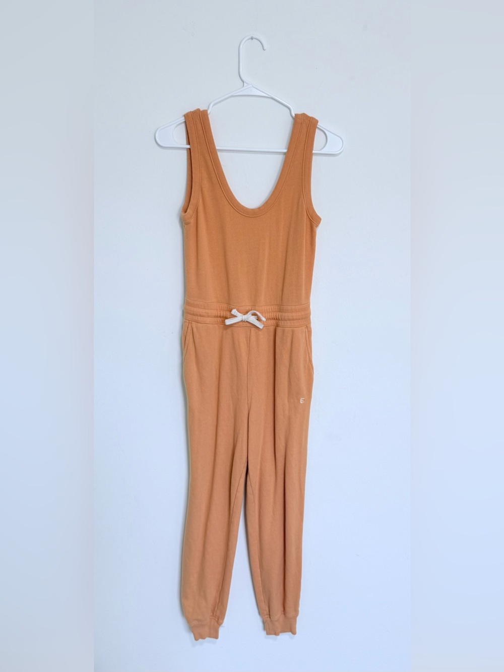 Everlane Light Orange Sleeveless Jumpsuit with White Drawstring